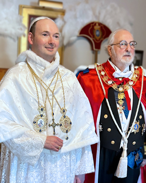 Pope Radislav with a member of the Pontifical Court