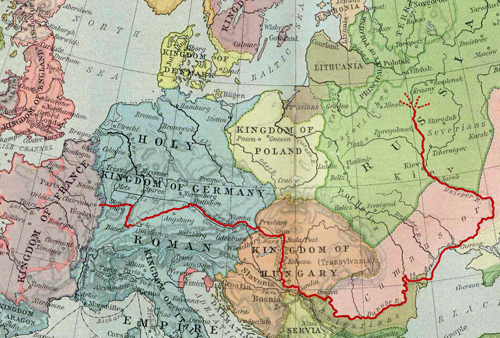 Map of the most likely westward migration route
