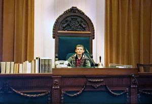 Pope Radislav in the Speaker's chair of the Dutch Parliament