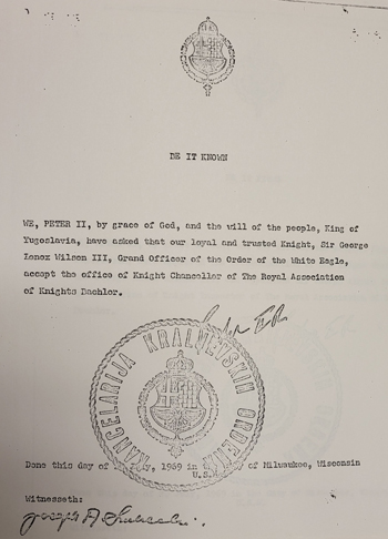 Document signed by King Peter II