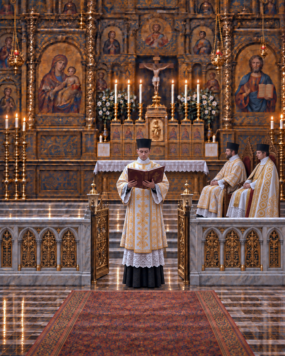 Sub-Deacon reading the Epistle at the chancel gate