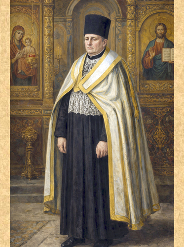 Priest in Gallo-Russo-Byzantine liturgical vesture