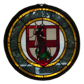 Stained-glass representation of the historic College seal