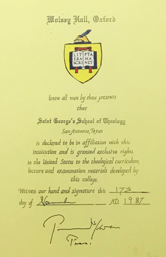 Historical document concerning the Saint George and Wolsey Hall relationship